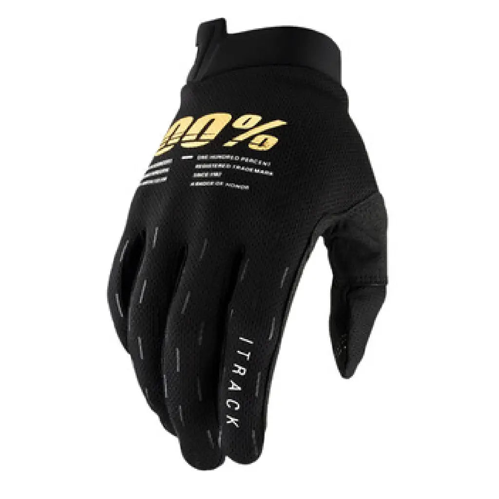 100% PERCENT I-TRACK BLACK GLOVES